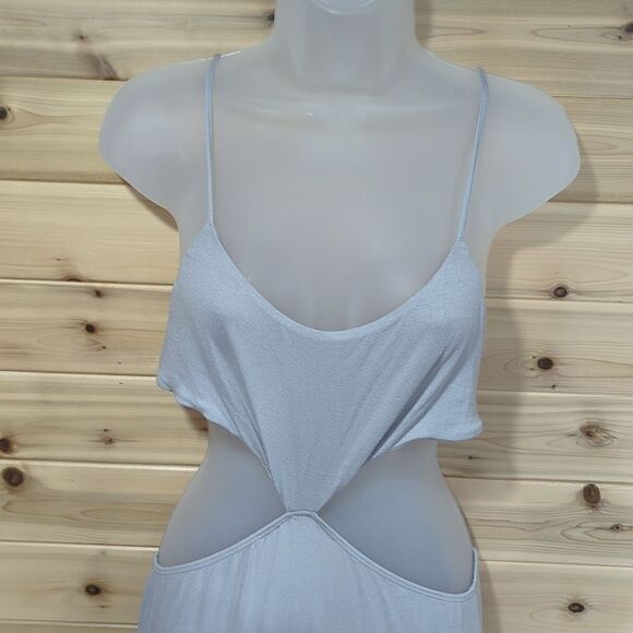 Free People Beach Dress Womens Medium Gray Piper Midi Cutouts Boho - Picture 2 of 8
